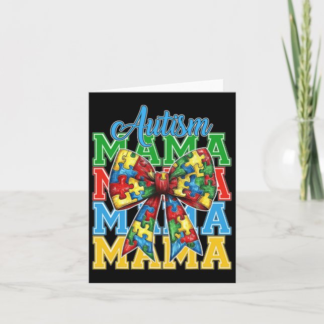 Autism Mamma Neuro Diverse Coquette Bow Mamma Mor" Kort (Framsida)