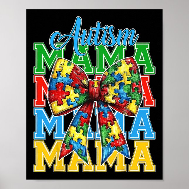 Autism Mamma Neuro Diverse Coquette Bow Mamma Mor" Poster (Framsidan)