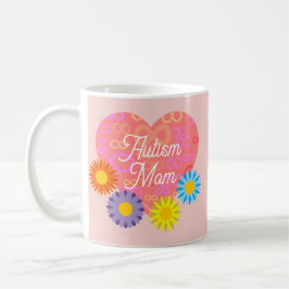 Autism Mamma Oändliga Knutar I Hjärtat Med Blommor Kaffemugg