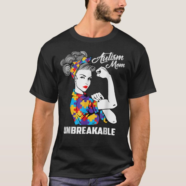 Autism Mamma Obrytbar Autism Medvetenhet T Shirt (Framsida)