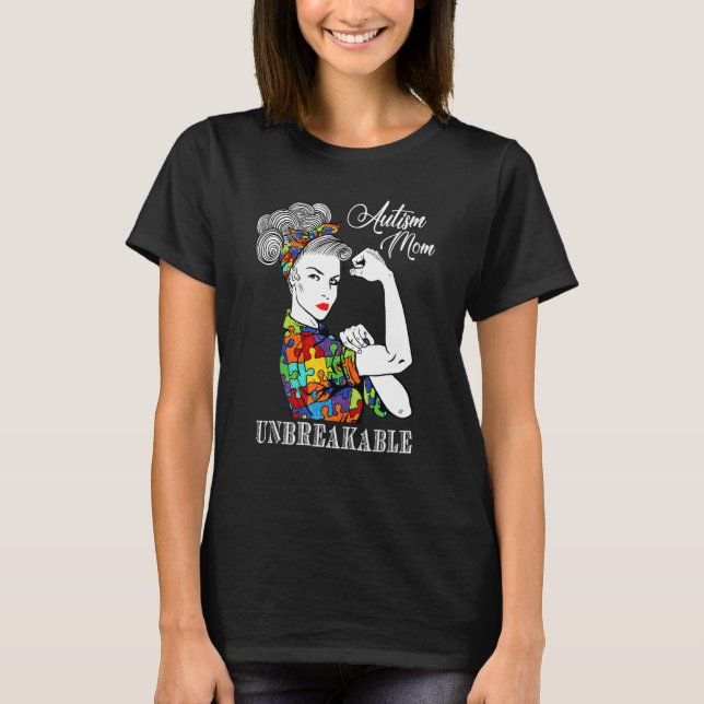 Autism Mamma Obrytbar medvetandegrad 7 T Shirt (Framsida)