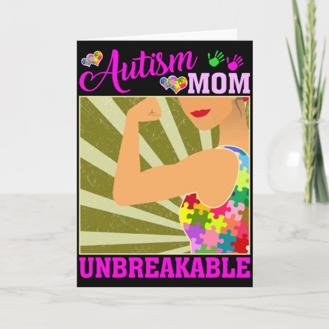 Autism Mamma Obrytlig Autism Medvetenhet För Mamma Kort (Framsida)