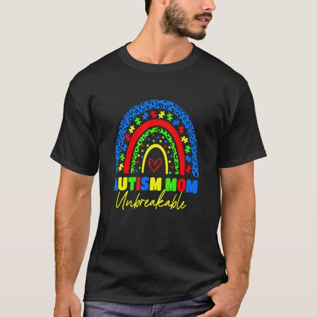 Autism Mamma Obrytlig  Regnbåge Leopard Kvinnor Ba T Shirt (Framsida)