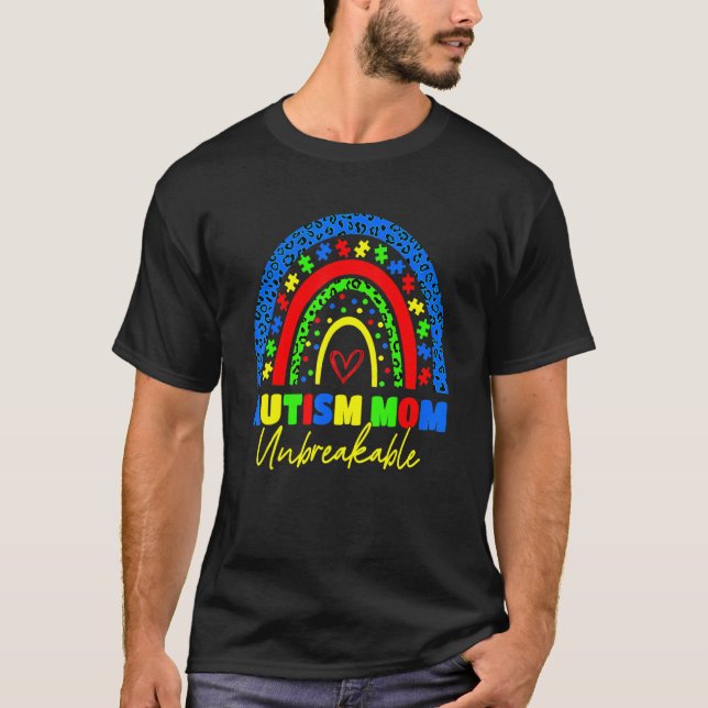 Autism Mamma Obrytlig  Regnbåge Leopard Kvinnor Ba T Shirt (Framsida)