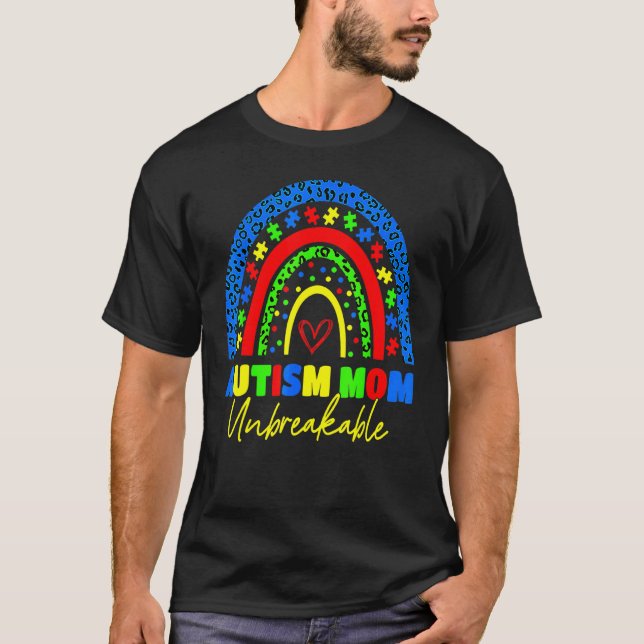 Autism Mamma Obrytlig Regnbåge Leopard Kvinnor Bar T Shirt (Framsida)