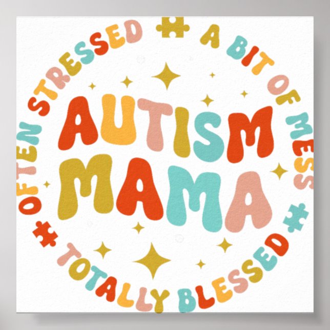 Autism Mamma Ofta Stressad Lite Rörigt Helt Okej Poster (Framsidan)