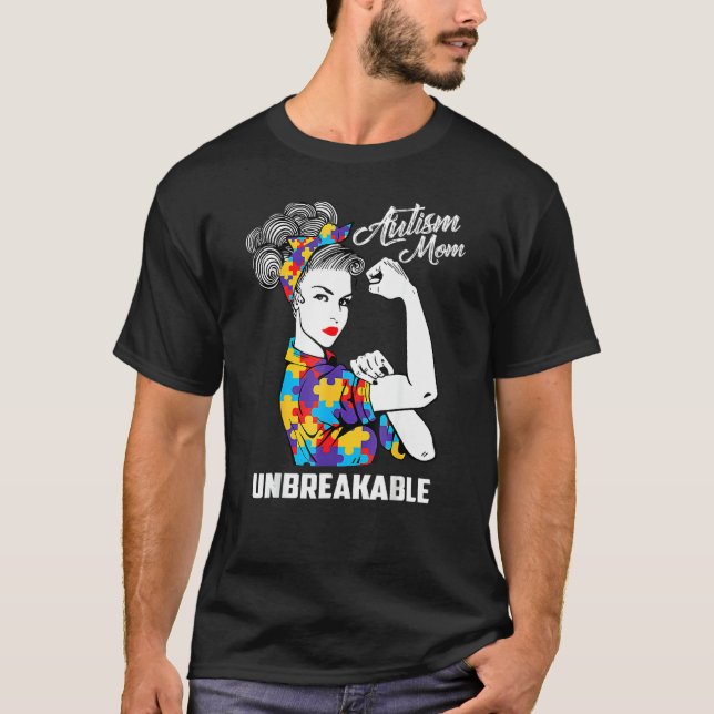 Autism Mamma - ogenomtränglig medvetenhet om autis T Shirt (Framsida)