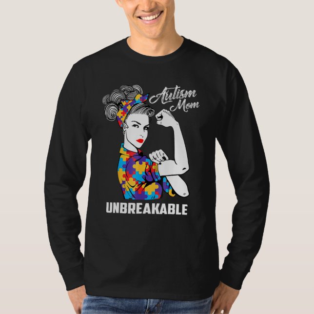 Autism Mamma - ogenomtränglig medvetenhet om autis T Shirt (Framsida)