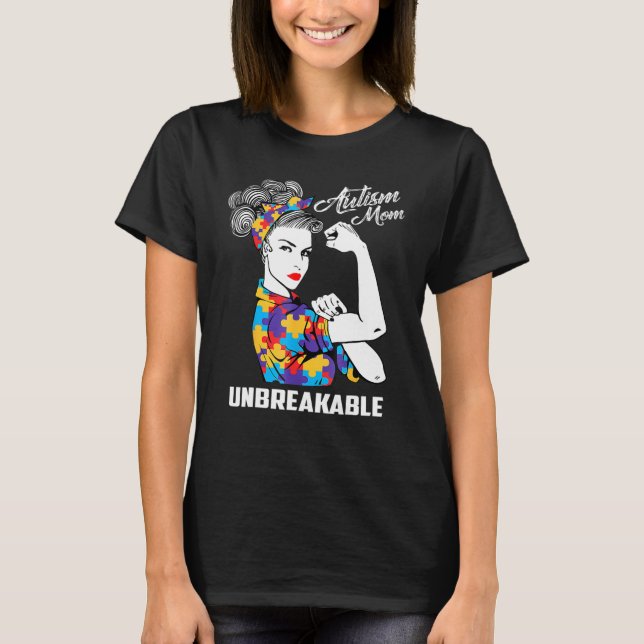 Autism Mamma - ogenomtränglig medvetenhet om autis T Shirt (Framsida)