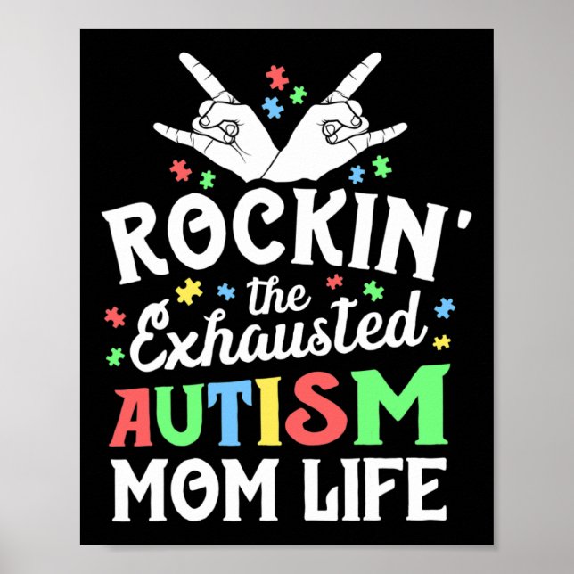 Autism Mamma Present Rockar Den Utmattade Autism M Poster (Framsidan)