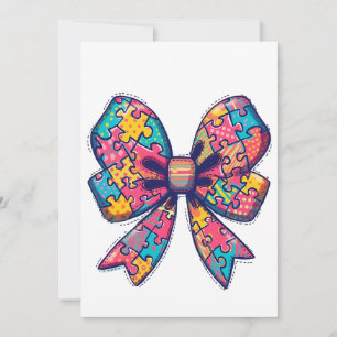 Autism Mamma Puzzle Biet Coquette Bow Ribbon Autis Inbjudningar