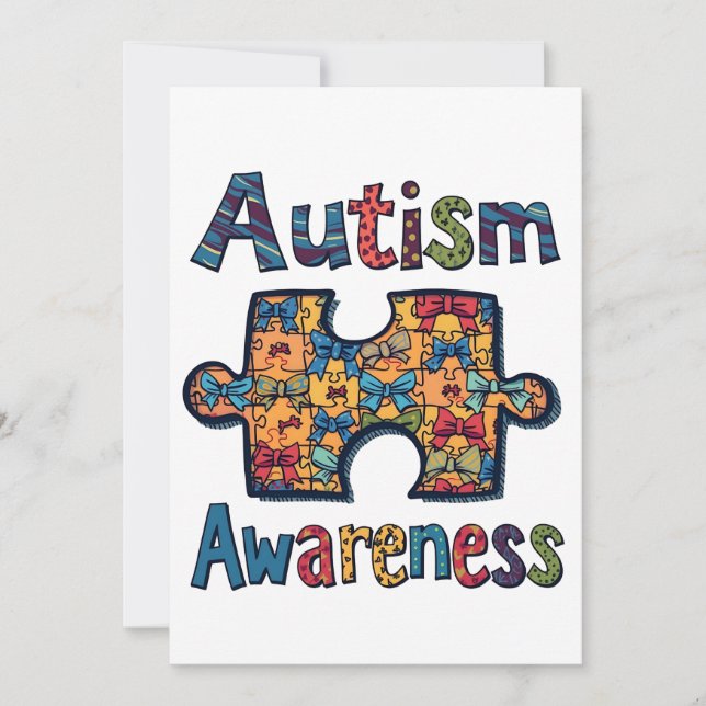 Autism Mamma Puzzle Biet Coquette Bow Ribbon Autis Inbjudningar (Framsida)