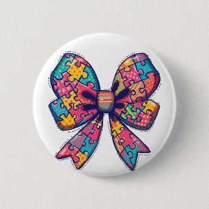 Autism Mamma Puzzle Biet Coquette Bow Ribbon Autis Knapp