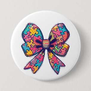 Autism Mamma Puzzle Biet Coquette Bow Ribbon Autis Knapp