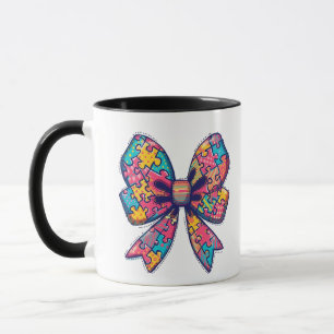 Autism Mamma Puzzle Biet Coquette Bow Ribbon Autis Mugg