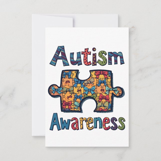 Autism Mamma Puzzle Biet Coquette Bow Ribbon Autis OSA Kort (Framsida)