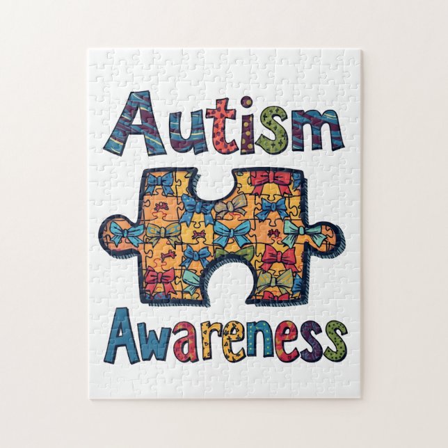 Autism Mamma Puzzle Biet Coquette Bow Ribbon Autis Pussel (Vertikal)