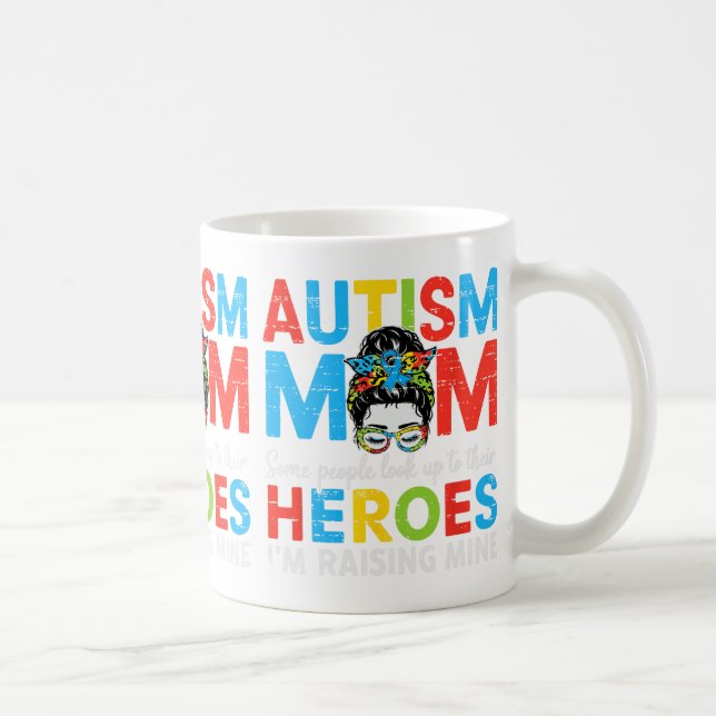 Autism Mamma Raising Hero Funny Autism Awareness M Kaffemugg (Höger)
