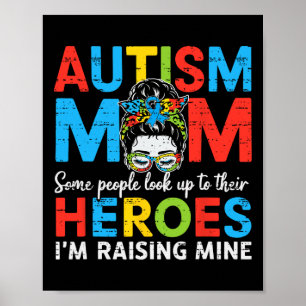 Autism Mamma Raising Hero Funny Autism Awareness M Poster