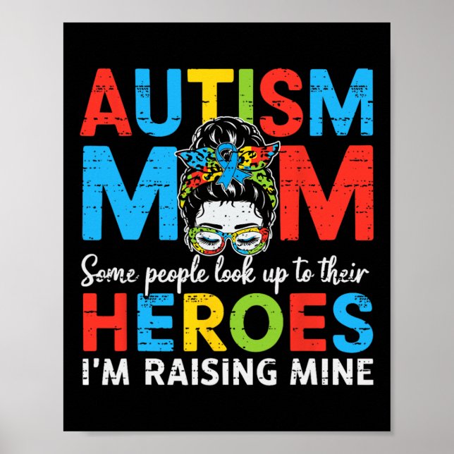 Autism Mamma Raising Hero Funny Autism Awareness M Poster (Framsidan)
