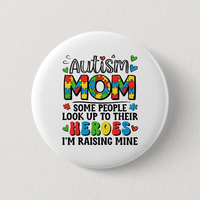 Autism Mamma Raising Hero Groovy Autism Awareness Knapp (Framsida)