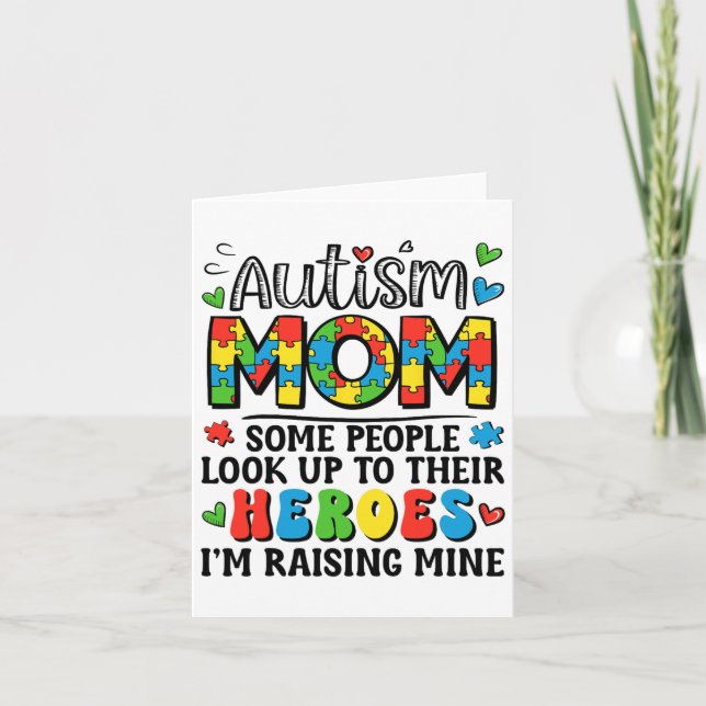Autism Mamma Raising Hero Groovy Autism Awareness Kort (Framsida)