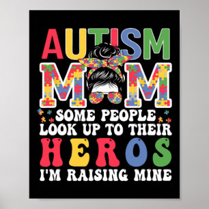 Autism Mamma Raising - Hero Groovy Messy Bun Autis Poster