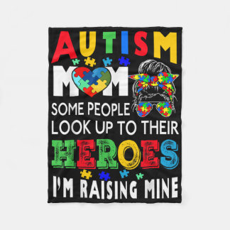 Autism Mamma Raising Hero Groovy Messy Bun Autism Fleecefilt