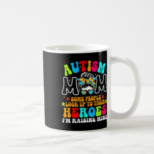 Autism Mamma Raising Hero Groovy Messy Bun Autism Kaffemugg
