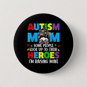 Autism Mamma Raising Hero Groovy Messy Bun Autism Knapp