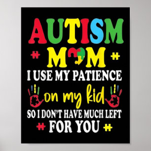 Autism Mamma Raising Hero Groovy Messy Bun Autism Poster