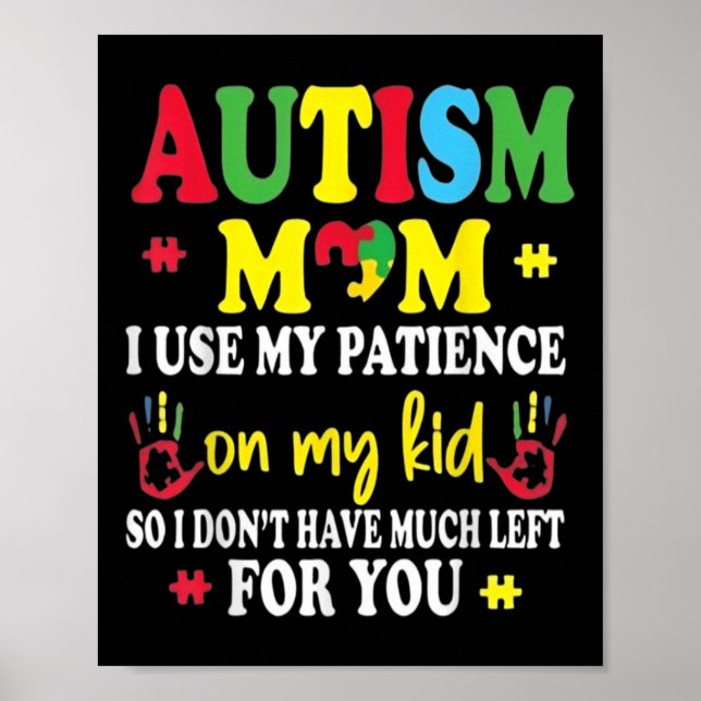 Autism Mamma Raising Hero Groovy Messy Bun Autism  Poster (Framsidan)
