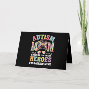 Autism Mamma Raising Hero Messy Bun Autistic Tack Kort