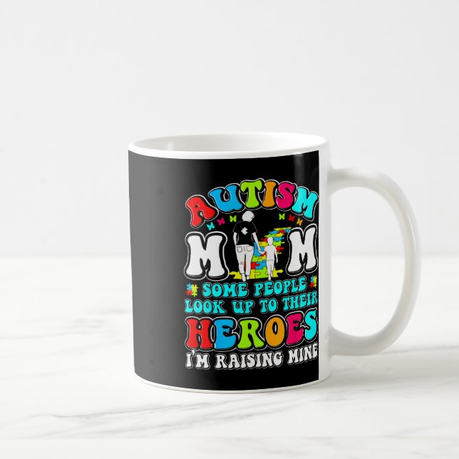 Autism Mamma Raising Hero Mor Son Autism Awarenes Kaffemugg (Höger)