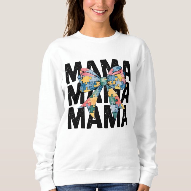 Autism Mamma Ribbon T Shirt (Framsida)