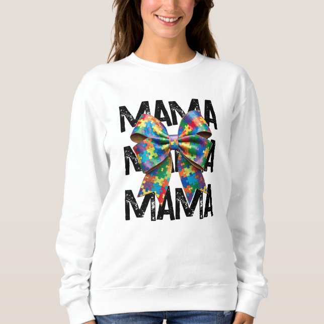 Autism Mamma Ribbon T Shirt (Framsida)