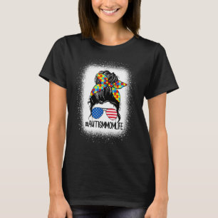 Autism Mamma Röra Bunt 4:e Juli Amerikanska Flicko T Shirt