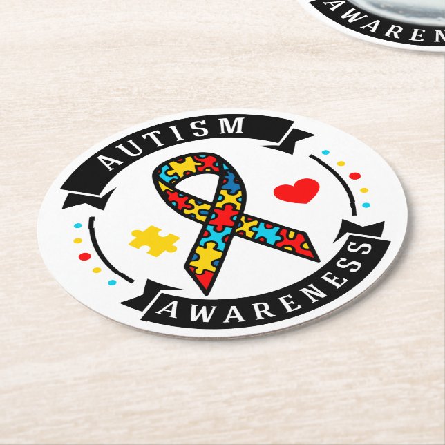Autism Mamma Round Underlägg Papper Rund (Vinklad)