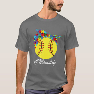 Autism Mamma Softball Messy Bun Autism Awareness T Shirt