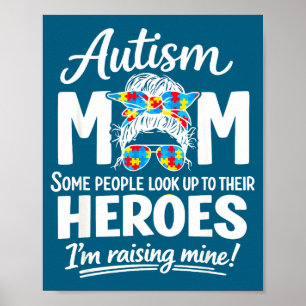 Autism mamma som uppfostrar hjälte pussel medveten poster