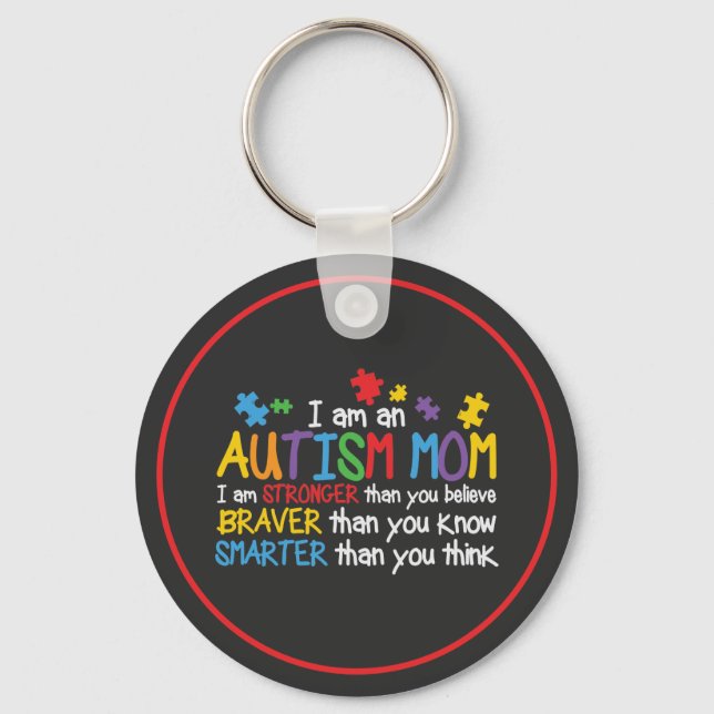 Autism Mamma starkare Modigare smartare Nyckelring (Framsida)
