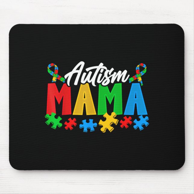 Autism Mamma Stolt Förälder Pussel ece Medvetenhet Musmatta (Framsidan)