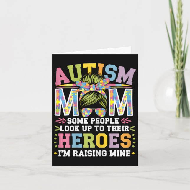 Autism Mamma Uppfostrar Hjälte Groovy Rotsunda Aut Kort (Framsida)