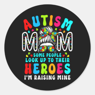 Autism Mamma Uppfostrar Hjälte Groovy Rufsigt Upph Runt Klistermärke