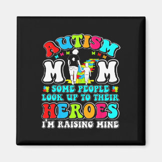 Autism Mamma Uppfostrar Hjälte Mor Son Autism Medv Magnet