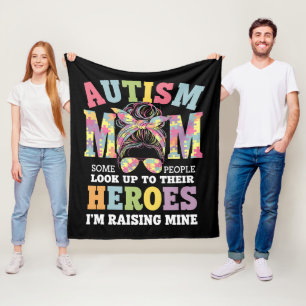 Autism Mamma Uppfostrar Hjälte Rufsigt Uppslaget A Fleecefilt