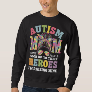 Autism Mamma Uppfostrar Hjälte Rufsigt Uppslaget A Lång Ärmad Tröja