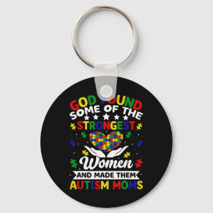 Autism Mammor Strongest Women Puzzle Hjärtfärgat Nyckelring
