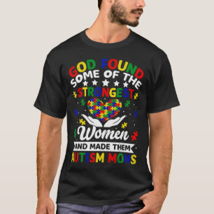 Autism Mammor Strongest Women Puzzle Hjärtfärgat T Shirt