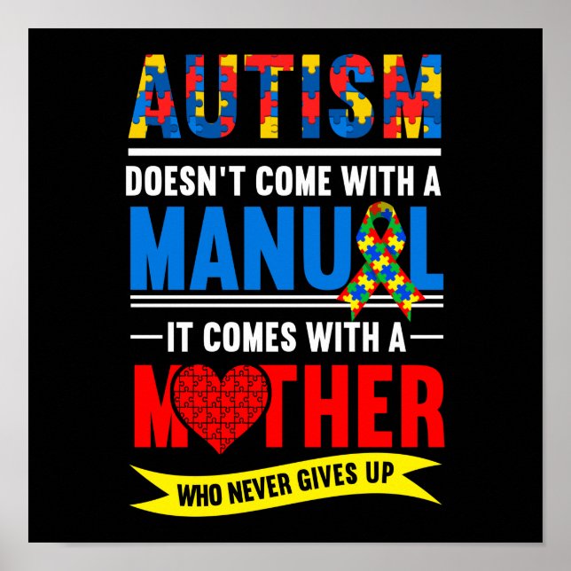 Autism Manual Mamma Mor Mamma Flower Rainbow Poster (Framsidan)